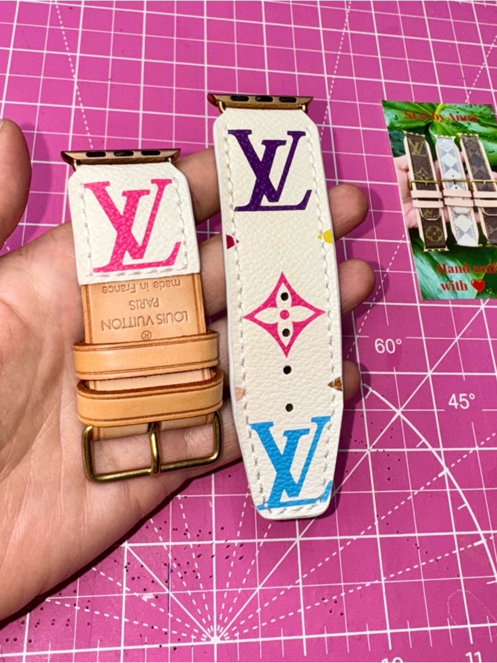 🌹 Louis Vuitton Poignet Multicolor Apple Watch band Handmade - Picture 9 of 16